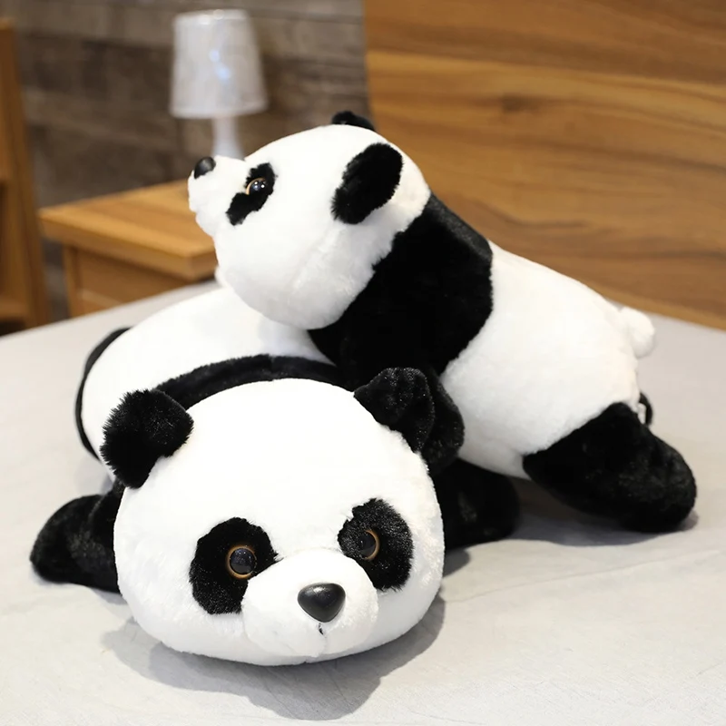 Фото Милая 50 см-90 см Реалистичная Лежащая панда плюшевые игрушки мягкие Мультяшные