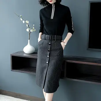 With Belt ! 2 Piece Elegant Spring Autumn Women Skirt Clothing Set Knit Sweaters Tops And Stripped Cut Skirt Suits Set NS270
With Belt ! 2 Piece Elegant Spring Autumn Women Skirt Clothing Set Knit Sweaters Tops And Stripped Cut Skirt Suits Set NS270