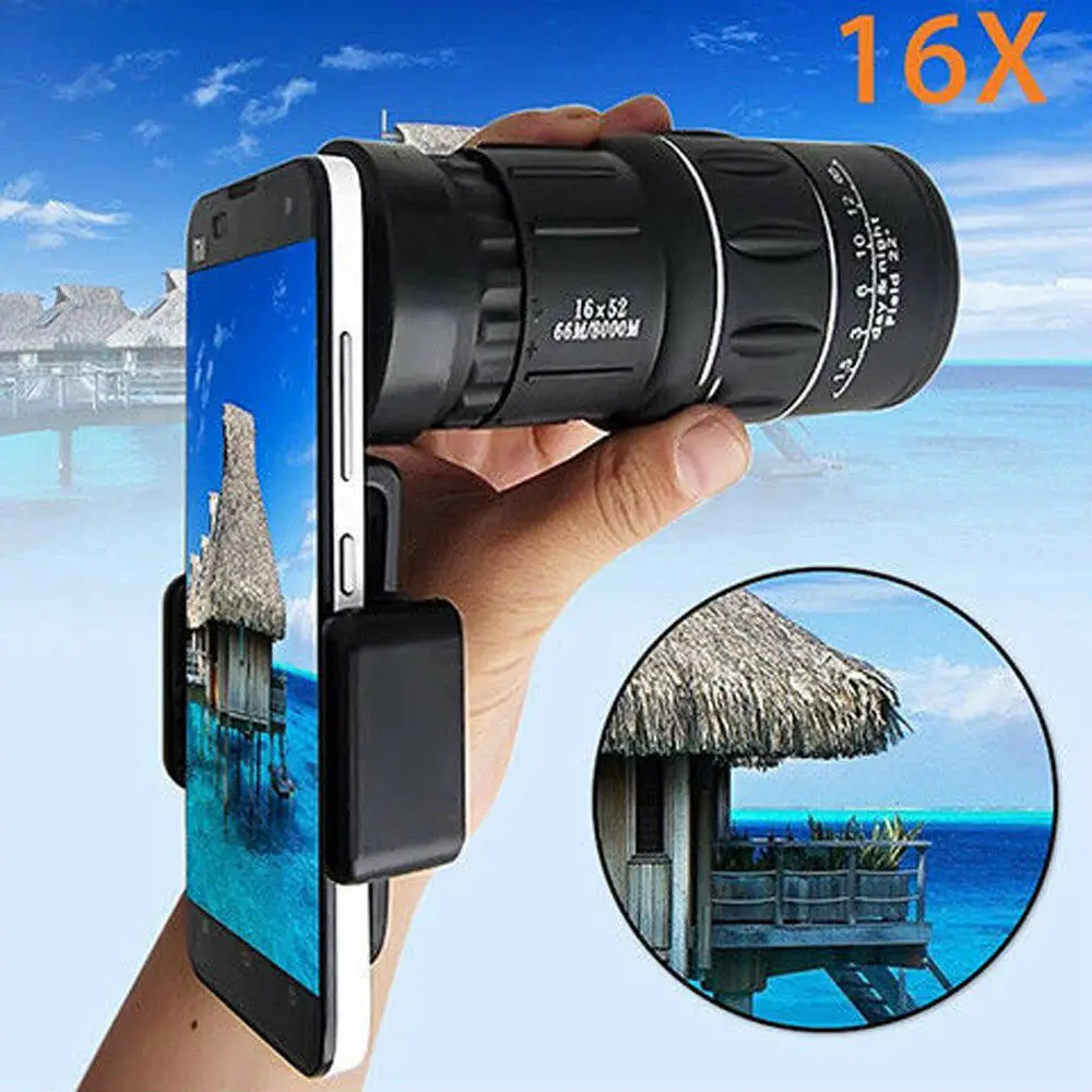 

Waterproof High Definition Pocket Monocular 16x52 Focus Optic Lens Handheld Day Night Vision Travel Telescope Spotting