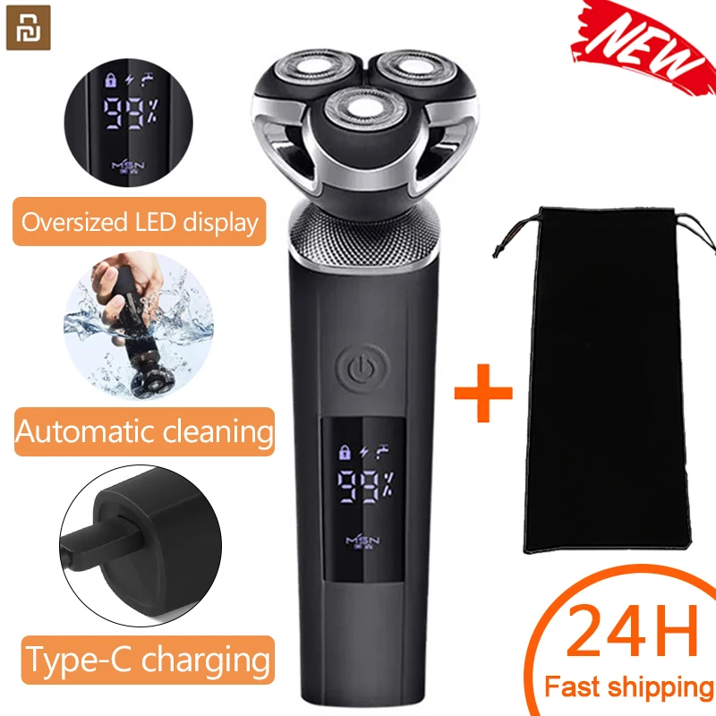 

Electric shave Electric razor men beard trimmer wet and dry beard razor 3D head waterproof led display shaver form youpin 5