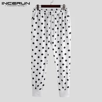 

INCERUN Men Harem Pants Polka Dot Print Joggers Elastic Waist Streetwear Fashion Casual Trousers Men Workout Sweatpants S-3XL