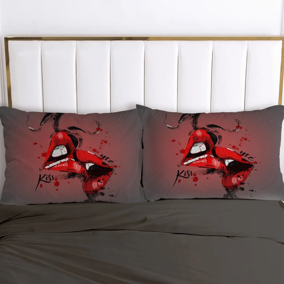 

2pc Pillow Case Pillowcase 50x80 50x70 50x75 50x90 80x80 70x70 Decorative Pillow Cover Fashion Bedding Pillowcover Red Kiss