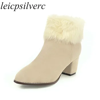Women Boots Autumn Winter High Heel Warm Faux Fur Ankle Round Toe Flock 2019 New Sexy Fashion Casual Black Beige Big Size 34-45
Women Boots Autumn Winter High Heel Warm Faux Fur Ankle Round Toe Flock 2019 New Sexy Fashion Casual Black Beige Big Size 34-45