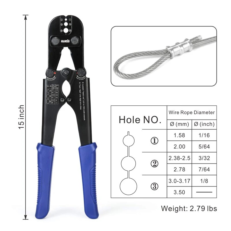IWS-1608M Wire Rope Crimping Plier For Crimping Fishing Lines Cable Tool Clamp Crimper Pliers Hand Tools Wire Rope Cutter
IWS-1608M Wire Rope Crimping Plier For Crimping Fishing Lines Cable Tool Clamp Crimper Pliers Hand Tools Wire Rope Cutter