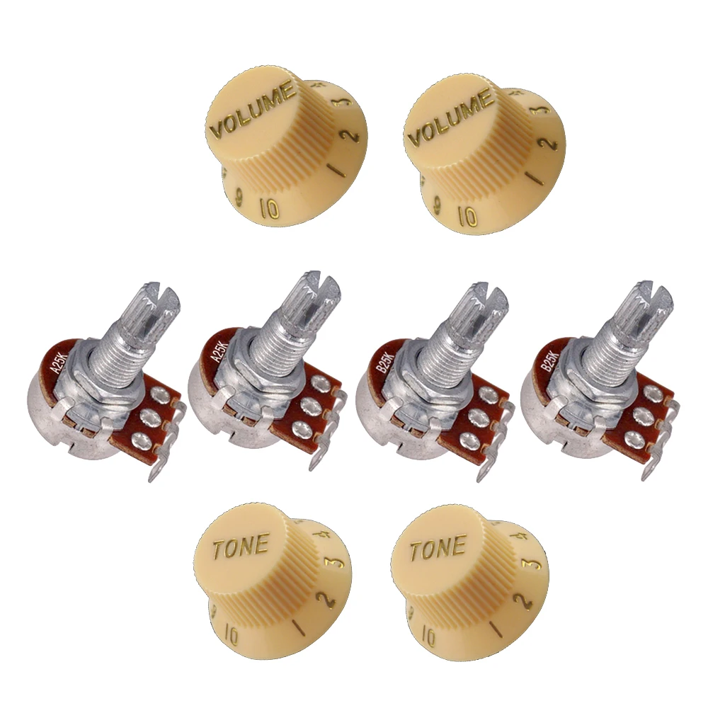 Bass Guitar Potentiometer 25K 18mm Volume Tone Control Knob Accessories Set Bass Guitar Potentiometer 25K 18mm Volume Tone Control Knob Accessories Set