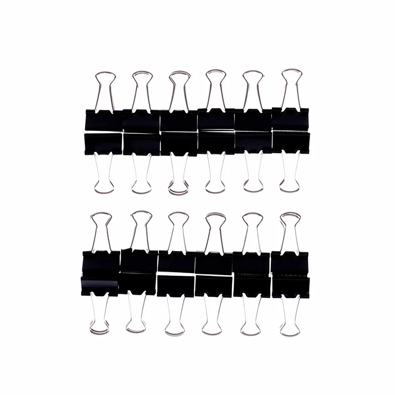 12pcs Paper Clip 15mm Foldback Metal Binder Clips Black Grip Clamps Office School Stationery Paper Document Clips
12pcs Paper Clip 15mm Foldback Metal Binder Clips Black Grip Clamps Office School Stationery Paper Document Clips