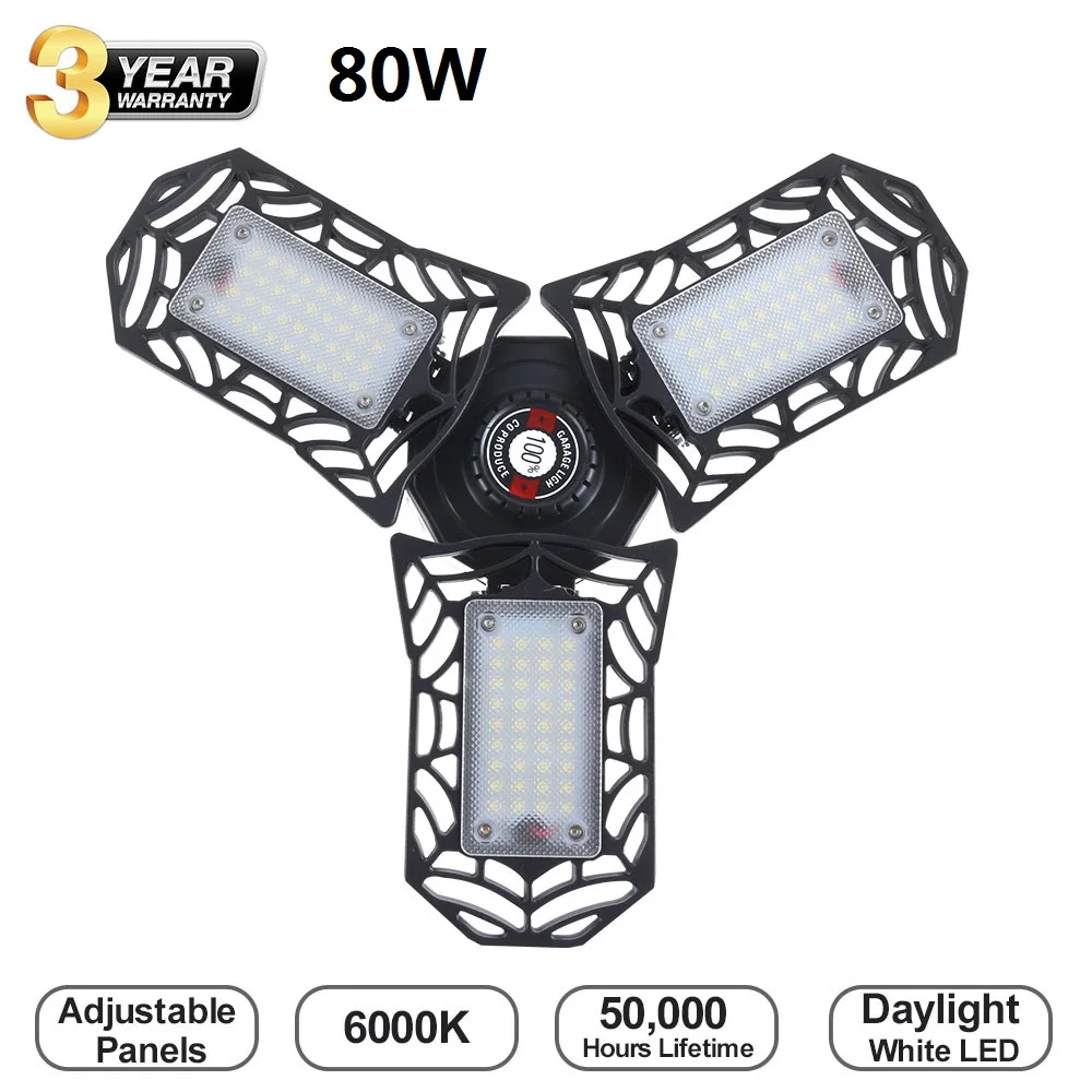 LED Garage Light 8000lm 80W E26/E27 Deformable Garage Ceiling Light Led Garage Workshop Warehouse Lamp Industrial Lighting
LED Garage Light 8000lm 80W E26/E27 Deformable Garage Ceiling Light Led Garage Workshop Warehouse Lamp Industrial Lighting