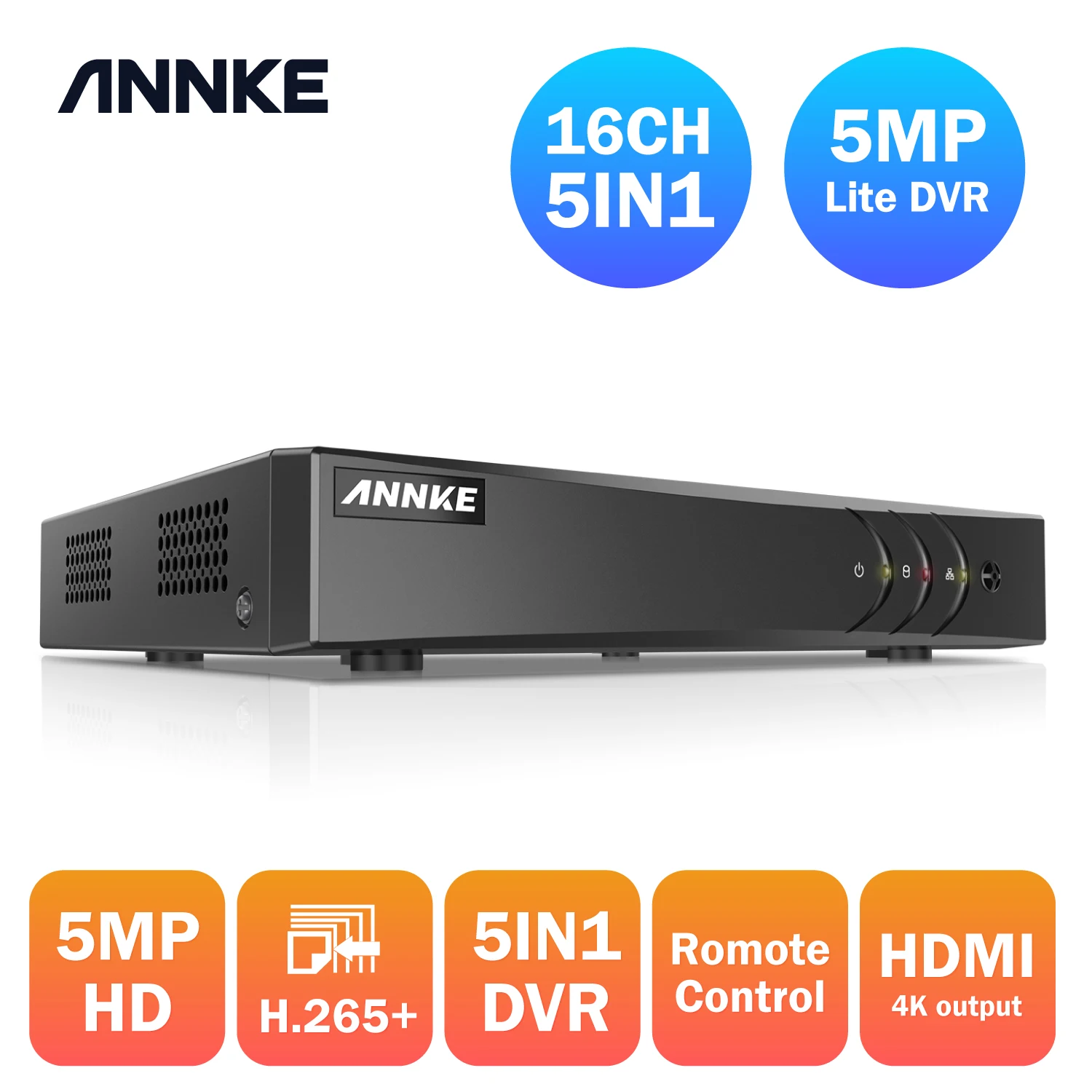 AHD видеорегистратор ANNKE 16 каналов 5 Мп Lite в 1 поддержка CVBS TVI аналоговых IP-камер HD P2P