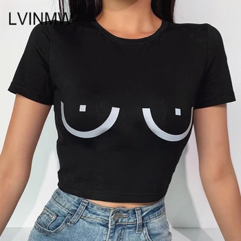 LVINMW Casual Round Neck Short Sleeve Reflective Print Black Crop Top 2020 Summer Women Basic Fashion Slim tshirt Streetwear
LVINMW Casual Round Neck Short Sleeve Reflective Print Black Crop Top 2020 Summer Women Basic Fashion Slim tshirt Streetwear