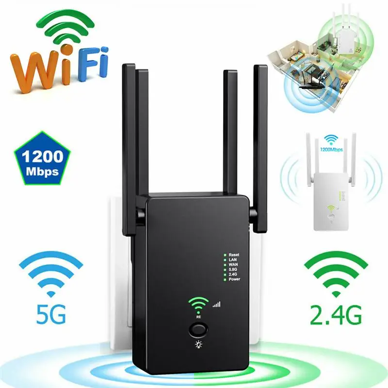 1200Mbps Wifi Repeater Dual Band 2.4G/5G Wireless Wifi Range Extender AP Router Wifi Signal Amplifier Booster
1200Mbps Wifi Repeater Dual Band 2.4G/5G Wireless Wifi Range Extender AP Router Wifi Signal Amplifier Booster