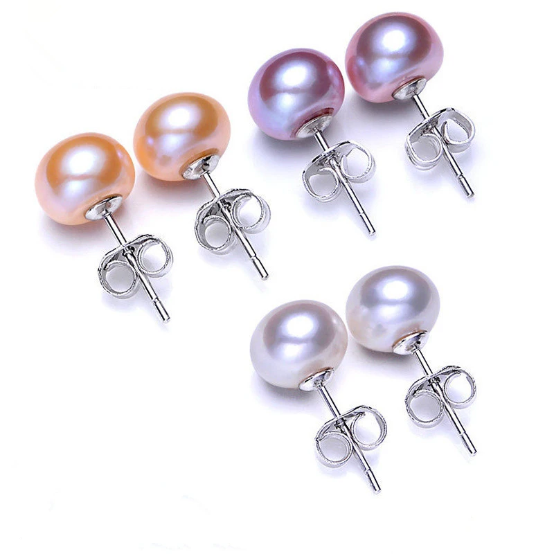 Natural Freshwater Pearl Stud Earrings Real 925 Sterling Silver Earring For Women Jewelry Fashion Gift
Natural Freshwater Pearl Stud Earrings Real 925 Sterling Silver Earring For Women Jewelry Fashion Gift