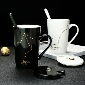 Creative 12 Constellations Ceramic Mugs With Spoon and Lid Coffee Tea Milk Breakfast Porcelain Cup Novelty Gifts 
Creative 12 Constellations Ceramic Mugs With Spoon and Lid Coffee Tea Milk Breakfast Porcelain Cup Novelty Gifts