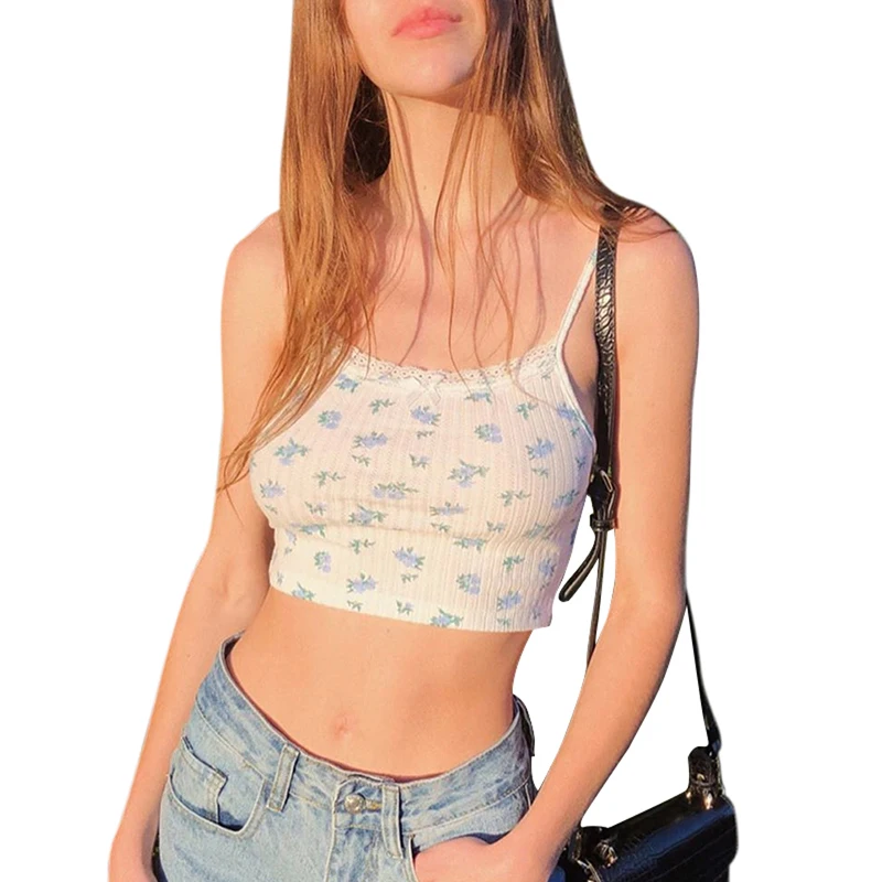 Фото Женская футболка без рукавов с круглым вырезом и цветочным принтом | одежда