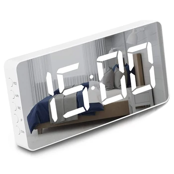 Alarm Clock Large Mirrored LED Display Snooze Function Workday Alarm Dimming Mode Bedside Clock for Bedroom Decor
Alarm Clock Large Mirrored LED Display Snooze Function Workday Alarm Dimming Mode Bedside Clock for Bedroom Decor