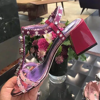 Sandals Thick Hell Leather Woman Shoes Jewel Gemstone Zapatos De Mujer Summer Sandals Open Toe Shoes Women Fashion Shoes New
Sandals Thick Hell Leather Woman Shoes Jewel Gemstone Zapatos De Mujer Summer Sandals Open Toe Shoes Women Fashion Shoes New