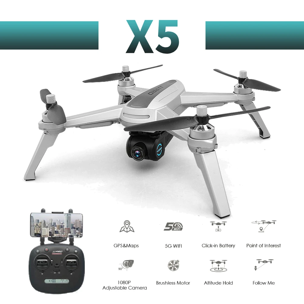 X5 profissional 5G wide-angle camera drone 1080p HD GPS WiFi FPV Brushless motor propeller Long Battery air RC dron Quadcopter
X5 profissional 5G wide-angle camera drone 1080p HD GPS WiFi FPV Brushless motor propeller Long Battery air RC dron Quadcopter