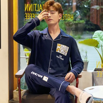 Men Pajamas Set Autumn Sleep Clothing Cotton Male Simple Nightwea Casual Lounge Long Sleeved Sleepwear Suit
Men Pajamas Set Autumn Sleep Clothing Cotton Male Simple Nightwea Casual Lounge Long Sleeved Sleepwear Suit