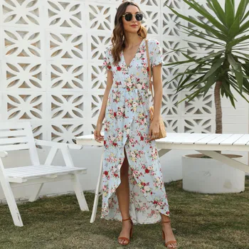 New Arrival Floral Printed Boho Dress Women V-Neck Asymmetrical Short Sleeve Side Split Sexy Summer Dress Vestidos De Verano
New Arrival Floral Printed Boho Dress Women V-Neck Asymmetrical Short Sleeve Side Split Sexy Summer Dress Vestidos De Verano