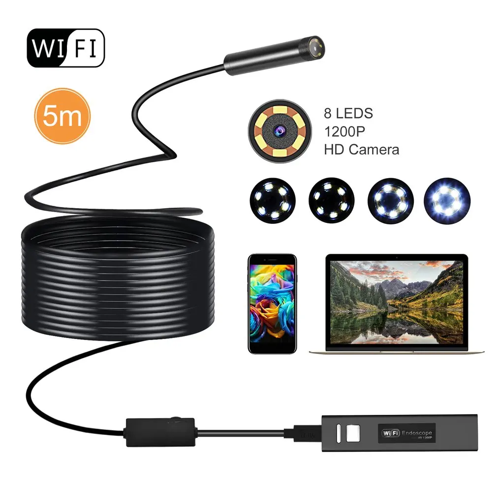 WIFI Endoscope Camera Mini Waterproof Soft Cable Inspection Camera 8mm 5M USB Endoscope Borescope IOS Endoscope For Iphone
WIFI Endoscope Camera Mini Waterproof Soft Cable Inspection Camera 8mm 5M USB Endoscope Borescope IOS Endoscope For Iphone