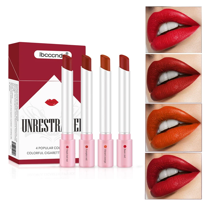 4Pcs/Set Cigarette Case Lipstick Kit Fog Surface Velvet Smoke Tube Matte Cigarettes Lipstick 4 Color A Box
4Pcs/Set Cigarette Case Lipstick Kit Fog Surface Velvet Smoke Tube Matte Cigarettes Lipstick 4 Color A Box