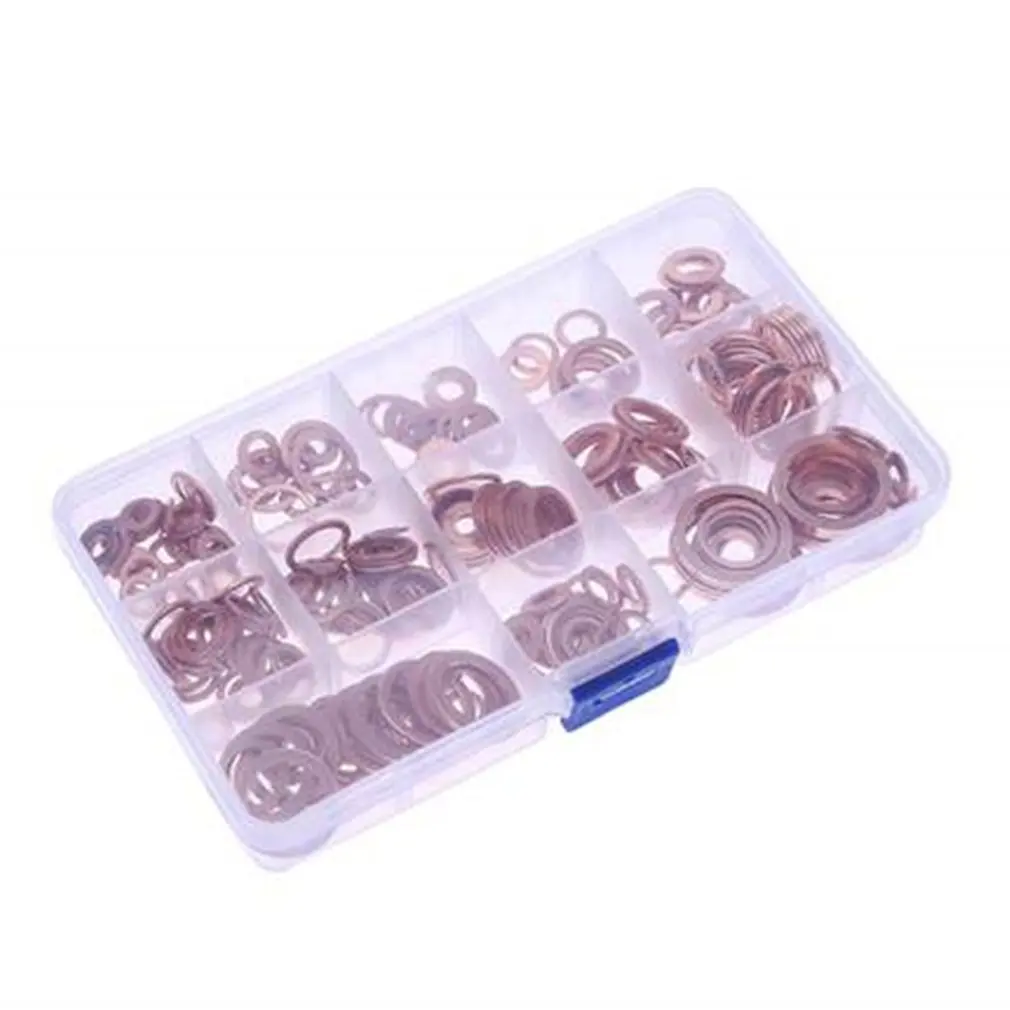 Professional Assorted Copper Washer Gasket Set Flat Ring Assortment Kit M5-M20 with Box For Hardware Accessories
Professional Assorted Copper Washer Gasket Set Flat Ring Assortment Kit M5-M20 with Box For Hardware Accessories
