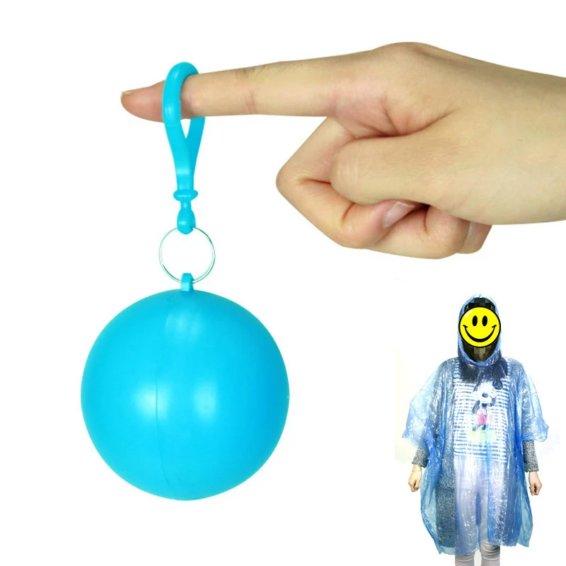 

Outdoor portable raincoat ball multi-color disposable raincoat camping fishing tourism emergency poncho keychain suspension