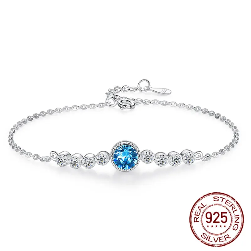 Women's Fashion S925 Silver Bear Bracelet with Strawberry Crystal