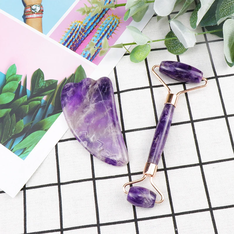 Amethyst Face Roller Scraping Tool Set Face Massage Natural jade stone Roller Slimming Beauty Anti Wrinkle Cellulite Facial Lift
Amethyst Face Roller Scraping Tool Set Face Massage Natural jade stone Roller Slimming Beauty Anti Wrinkle Cellulite Facial Lift
