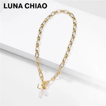 LUNA CHIAO Gold Color Thick Curb Chain Link Necklace-Baroque Fresh Water Pearl Coin Pendant Lariat Necklaces for Women
LUNA CHIAO Gold Color Thick Curb Chain Link Necklace-Baroque Fresh Water Pearl Coin Pendant Lariat Necklaces for Women