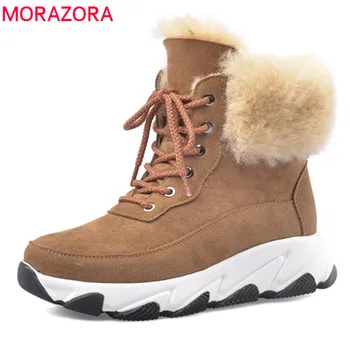 MORAZORA 2020 new arrival winter snow boots women top quality lace up flat platform shoes warm thick fur ankle boots woman
MORAZORA 2020 new arrival winter snow boots women top quality lace up flat platform shoes warm thick fur ankle boots woman