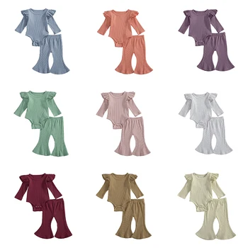 Infant Baby Girls 2PCS Romper Solid Ruffle Long Sleeve Round Neck Button Closure Romper Elastic Band Bell-Bottom Long Pants Set
Infant Baby Girls 2PCS Romper Solid Ruffle Long Sleeve Round Neck Button Closure Romper Elastic Band Bell-Bottom Long Pants Set