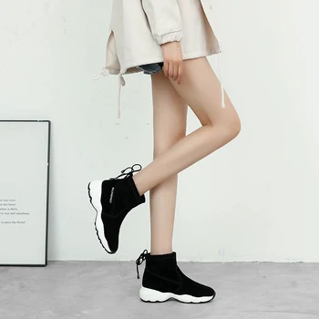 2019 Autumn Microfiber Women's Fashion Wedge Sneakers Boots 
2019 Autumn Microfiber Women's Fashion Wedge Sneakers Boots