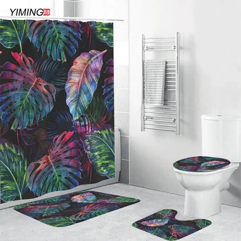 Natural Green Tropical Banana Leaf Print Set Anti-slip Mat Bathroom Mat Toilet Cover Mat Shower Curtain Set Bathroom Decoration
Natural Green Tropical Banana Leaf Print Set Anti-slip Mat Bathroom Mat Toilet Cover Mat Shower Curtain Set Bathroom Decoration