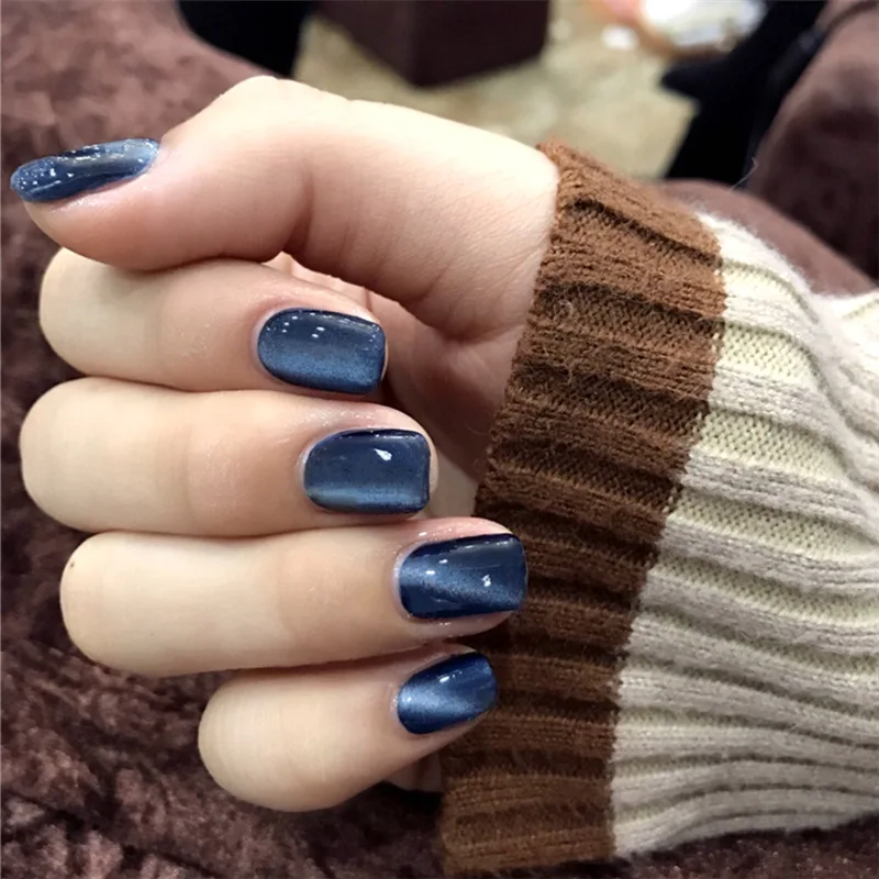 24pcs/Set Deep Blue Cat's Eye False Nails Ins White Pre-design Short Round Head Full Cover Nail Tips Fnished Nail Art
24pcs/Set Deep Blue Cat's Eye False Nails Ins White Pre-design Short Round Head Full Cover Nail Tips Fnished Nail Art