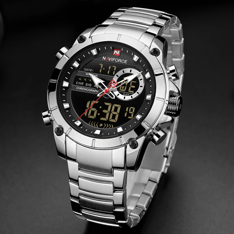 Мужские часы NAVIFORCE армейские спортивные с хронографом модные водонепроницаемые