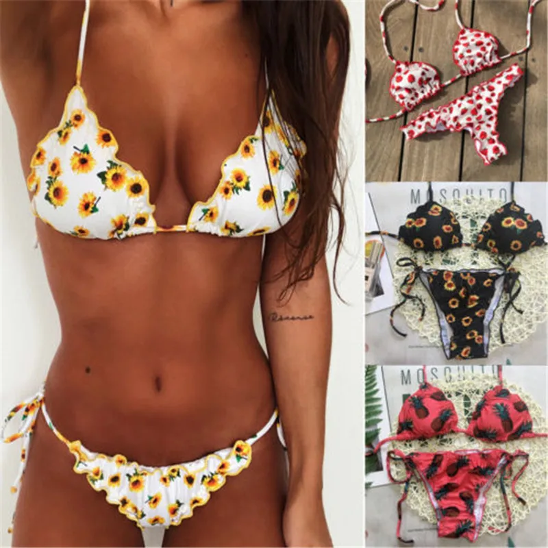 Women Swimsuit Beachwear Ruffle Sunflower Printed Pad Bra High Waist Bikini Set Push Up Swimwear
Women Swimsuit Beachwear Ruffle Sunflower Printed Pad Bra High Waist Bikini Set Push Up Swimwear