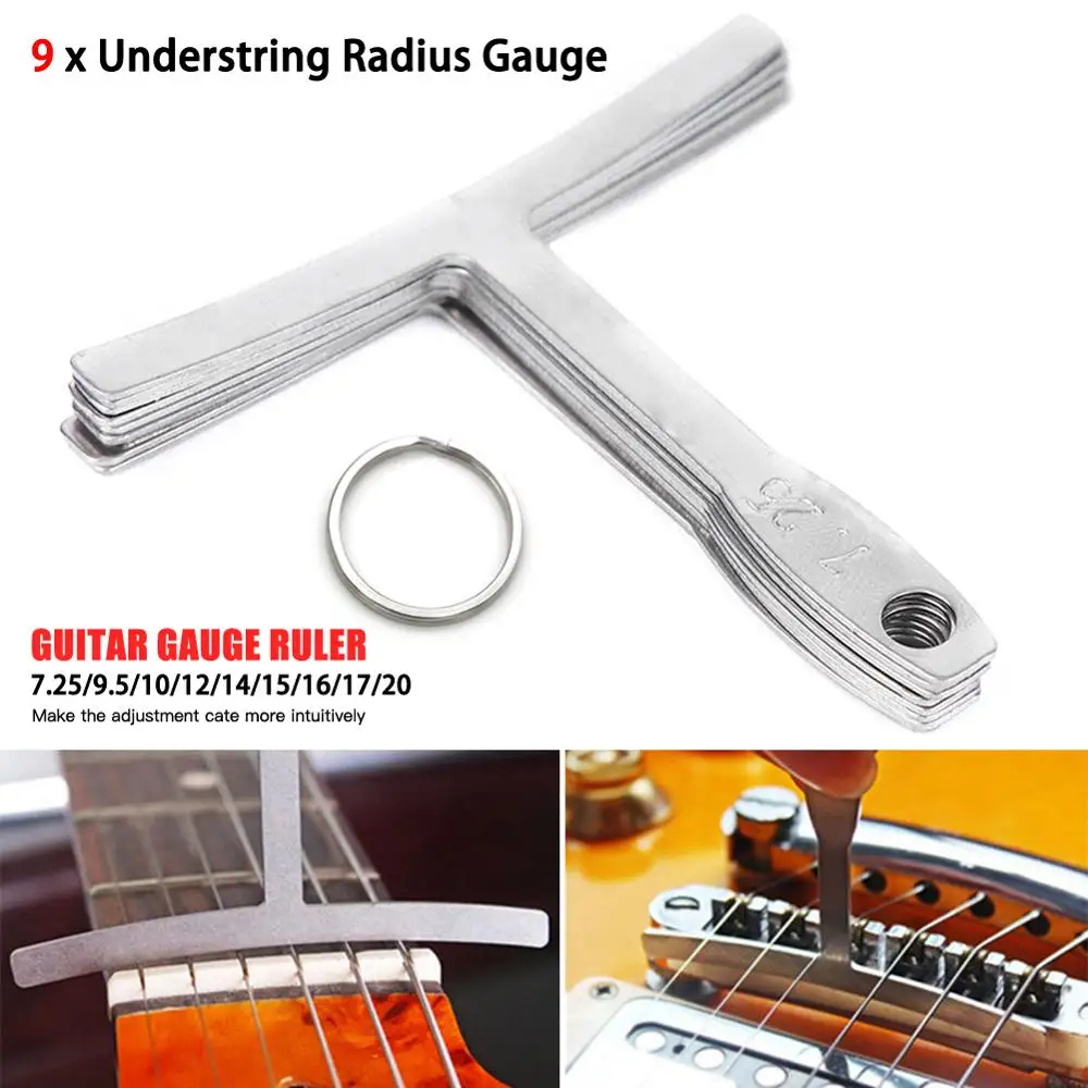 9Pcs Understring Radius Gauge for Guitar and Bass Setup Luthier Tools for Bridge Saddle Adjustments Metal Radian Measurement
9Pcs Understring Radius Gauge for Guitar and Bass Setup Luthier Tools for Bridge Saddle Adjustments Metal Radian Measurement
