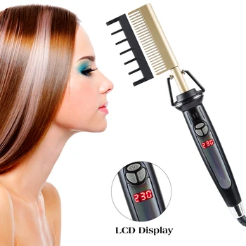 Hair Straightener Comb Ceramic Flat Irons LCD Display Strightener Brushes Hot Heating Straight Styler Curling Iron Beard Comb 
Hair Straightener Comb Ceramic Flat Irons LCD Display Strightener Brushes Hot Heating Straight Styler Curling Iron Beard Comb