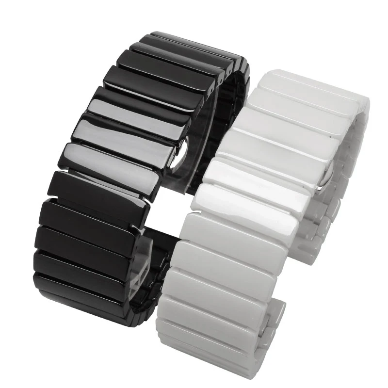 Керамический ремешок для часов 18 20 22 мм черно белый сменный мужчин и женщин быстросъемный часов|Ремешки
