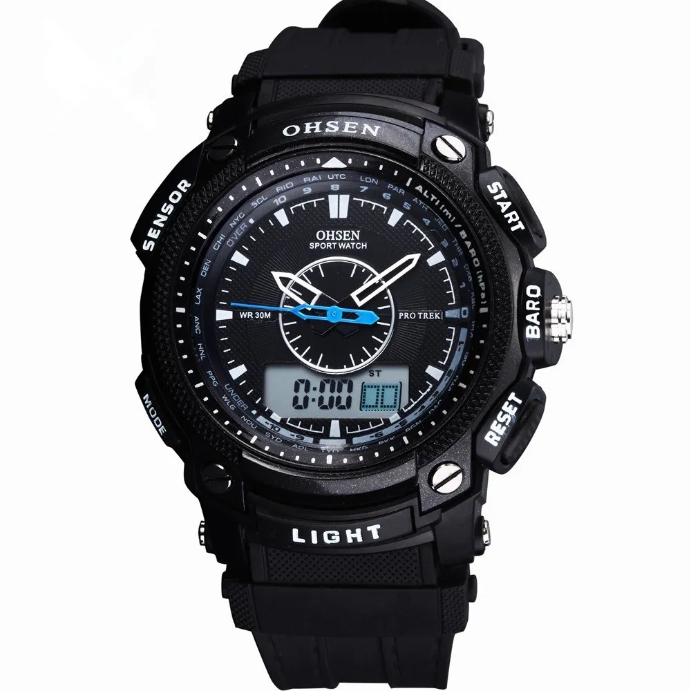 

OHSEN Brand Luxury Military Sports Watches Men Quartz Analog LED Digital Clock Man Waterproof Dual Display Wristwatches Relogio