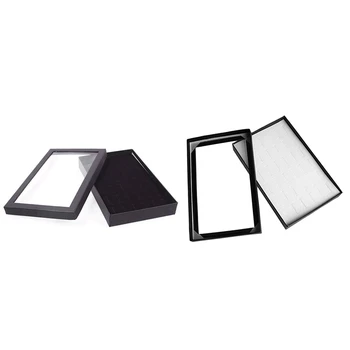 2 Pcs 36 Slots Jewellery Box Ring Storage Earrings Display Box Jewelry Organizer Holder Transparent Window Show Case , White & B
2 Pcs 36 Slots Jewellery Box Ring Storage Earrings Display Box Jewelry Organizer Holder Transparent Window Show Case , White & B