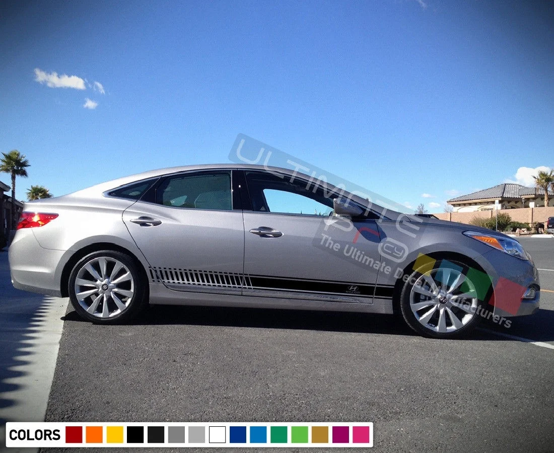 For 2x Sticker Decal Side Door Stripes for Hyundai Azera Racing Lip Wing 2006 - 2017