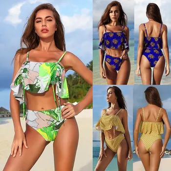 2020 Latest Women Split Biquini Floral Print Drawstring Strap Ruffled Underwear Set Padded Female Intimates Sexy Traje de baño 
2020 Latest Women Split Biquini Floral Print Drawstring Strap Ruffled Underwear Set Padded Female Intimates Sexy Traje de baño