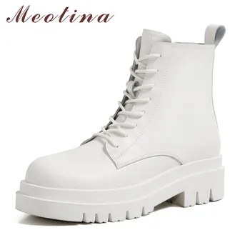 Meotina Women Motorcycle Boots Shoes Real Leather Platform Mid Heel Ankle Boots Zip Lace Up Block Heels Lady Short Boots Beige
Meotina Women Motorcycle Boots Shoes Real Leather Platform Mid Heel Ankle Boots Zip Lace Up Block Heels Lady Short Boots Beige