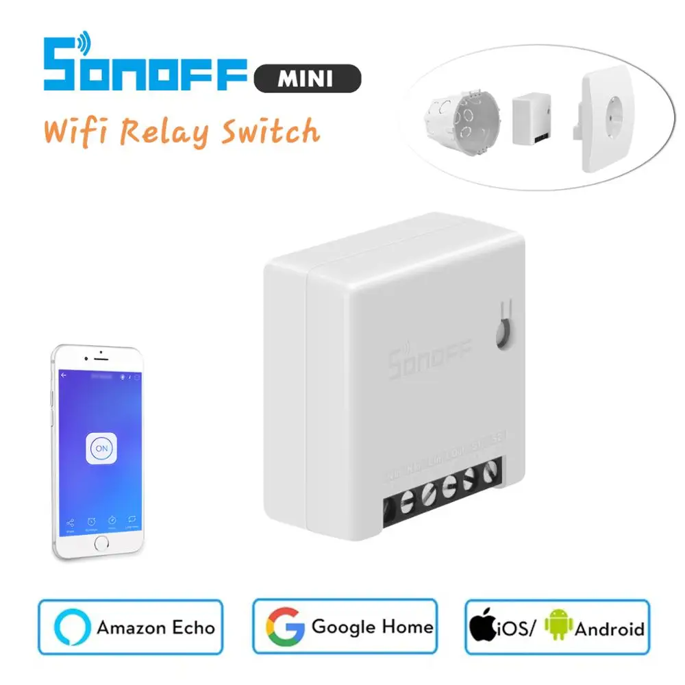 Sonoff Mini Wifi DIY Smart Switch, 10A eWelink App Remote Control 2 Way Switch, Work with Alexa Google Home Smart Home
Sonoff Mini Wifi DIY Smart Switch, 10A eWelink App Remote Control 2 Way Switch, Work with Alexa Google Home Smart Home