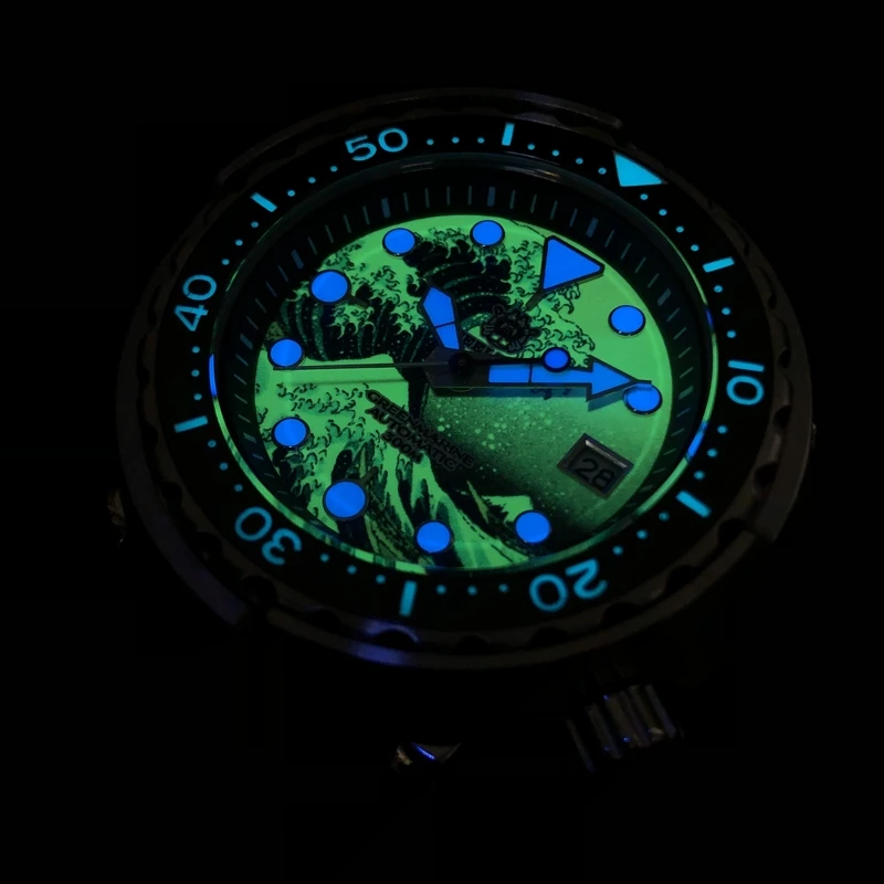 

STEELDIVE Diver Watch 3D Printing Full Luminous Kanagawa Surfing Dial NH35 Automatic Mechanical Men Watch Sapphire Date