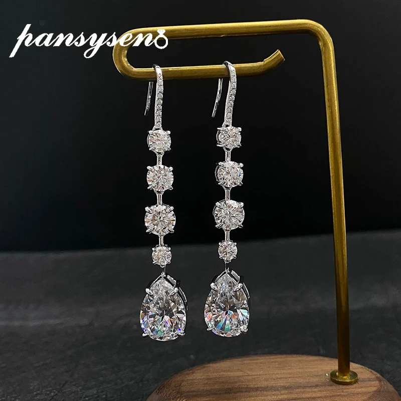 PANSYSEN Sparking Created Moissanite Diamond Gemstone Long Drop Earrings for Women Bridal Wedding Fine Jewelry Accessories Gift
PANSYSEN Sparking Created Moissanite Diamond Gemstone Long Drop Earrings for Women Bridal Wedding Fine Jewelry Accessories Gift