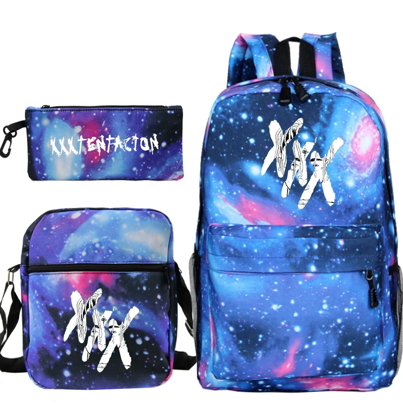 

XXXTentacion Print Mochilas Escolar Boys Girls School Bags Travel Backpack Bolsa Escolar with Crossbody Bag Pen Bags Sac A Dos