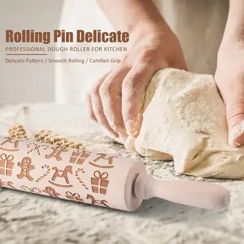 Christmas Gingerbread Man Embossed Rolling Pin Delicate Professional Dough Roller for Kitchen
Christmas Gingerbread Man Embossed Rolling Pin Delicate Professional Dough Roller for Kitchen