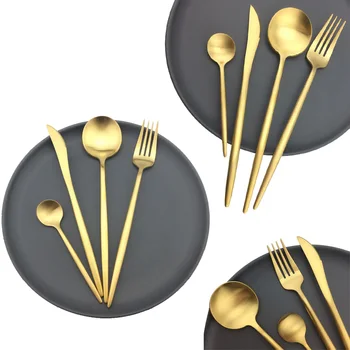 New 24Pcs/set Golden Leon Tableware Top Stainless Steel Steak Knife Fork Teaspoon Party Cutlery Dinnerware Set Dining appliance
New 24Pcs/set Golden Leon Tableware Top Stainless Steel Steak Knife Fork Teaspoon Party Cutlery Dinnerware Set Dining appliance